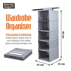 5-Tier Hanging Wardrobe Organiser For Storage