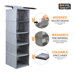 5-Tier Hanging Wardrobe Organiser For Storage