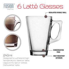 6 pc Latte Glasses With Stirrer