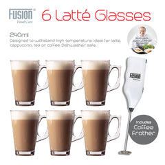 6 pc Latte Glasses With Stirrer