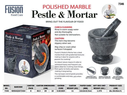 Dark Grey Marble Mortar & Pestle