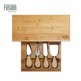 Bamboo and Stainless Steel Cheese Board Set