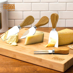 Bamboo and Stainless Steel Cheese Board Set