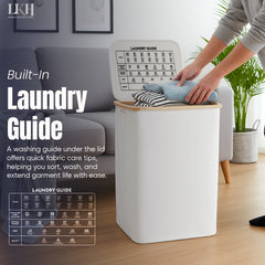 Bamboo Laundry Box + Inner Bag White