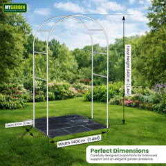 Garden Arch + Ground Stake White