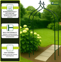 Garden Arch With Ground Stakes - Green