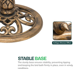 Weatherproof Bird Bath with Bird Figurines