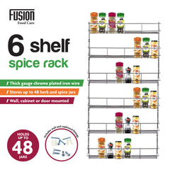 6-Tier Spice Rack for Kitchen Organization