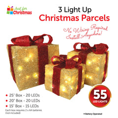 3 Light Up Christmas Parcels