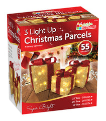 3 Light Up Christmas Parcels