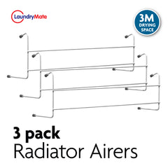3 Pack 2-Bar Radiator Airers for Compact Drying Solutions