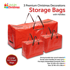 3 Christmas Storage Bag with Handles & Pouch