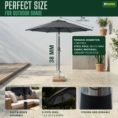 Market Umbrella with Easy Crank Lift Grey
