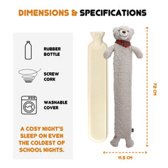 2L Long Hot Water Bottle with Animal Cover