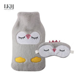 2L Hot Water Bottle with Faux Fur Cover & Eye Mask