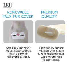 2L Hot Water Bottle with Faux Fur Cover & Eye Mask