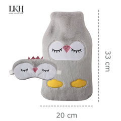 2L Hot Water Bottle with Faux Fur Cover & Eye Mask