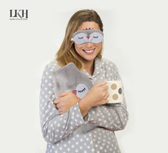 2L Hot Water Bottle with Faux Fur Cover & Eye Mask