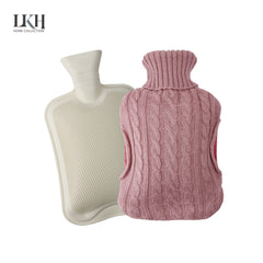 2L Hot Water Bottle with Knitted Cover & Front Pocket