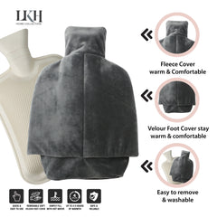 2L Hot Water Bottle with Velour Foot Cover