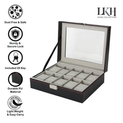 10 Slot Watch Case with lock & 2 keys