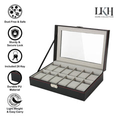 12 Slot watch case with lock & 2 keys
