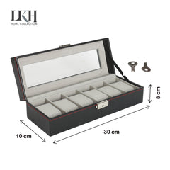 6 slot watch case with lock & 2 keys