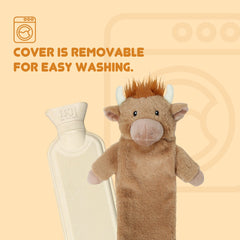 2L Long Hot Water Bottle with Sherpa Cover