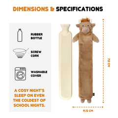 2L Long Hot Water Bottle with Sherpa Cover