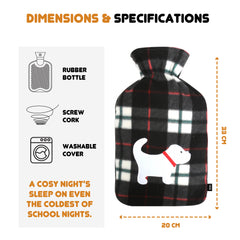 2 Litre Hot Water Bottle with Fleece Cover