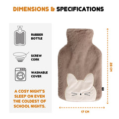 1 Litre Hot Water Bottle with Sherpa Cover