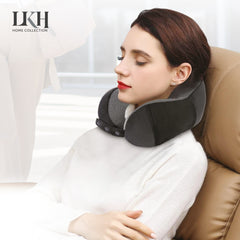Memory Foam Travel Pillow Set with Eye Mask and Earplugs