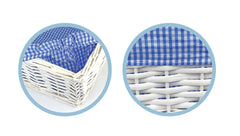Wicker Basket White with Blue Checker
