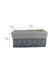 Wicker Basket Grey with Khaki Flower Lining