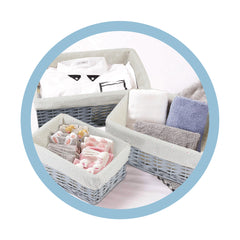 Wicker Basket Grey with Khaki Flower Lining