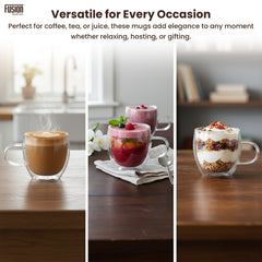 2PK 250ml Double Wall Mug + Handle