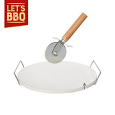Barbecue Pizza Stone Set with Heat Retention and Cutter