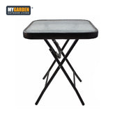 Folding Patio Table with Toughed Glass Table Top