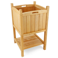 Wooden Square Planter 2-Layer Natural