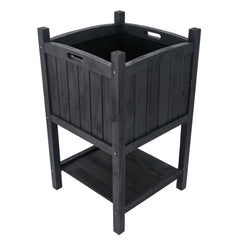 Wooden Square Planter 2-Layer Grey
