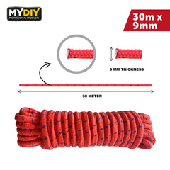 Durable PP Braided Rope 9mm x 30m for Multi-Purpose Use