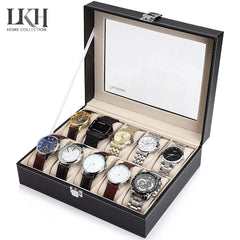 10 Slot Watch Case with Lock and Key