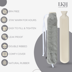 Hot Water Bottle-Long + Cover+Pocket+Strap