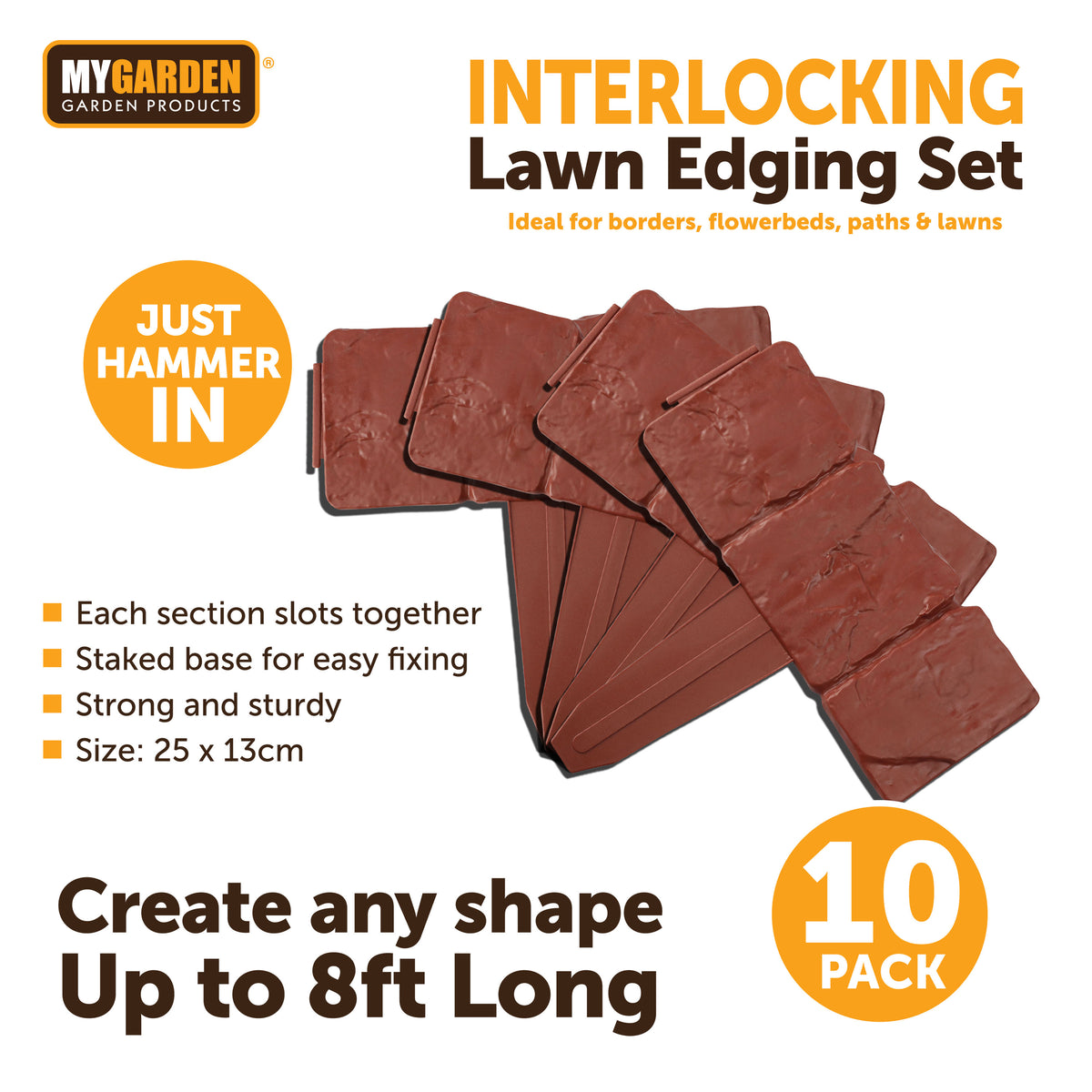 10PK Interlocking Lawn Edging Set