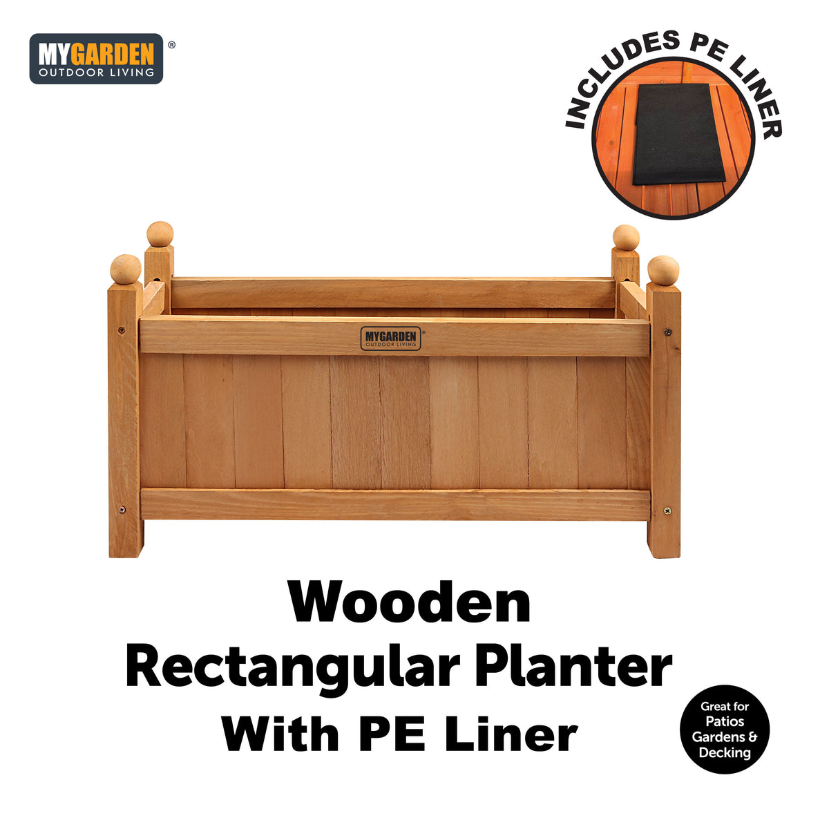 Wooden Planter with PE Liner - Large