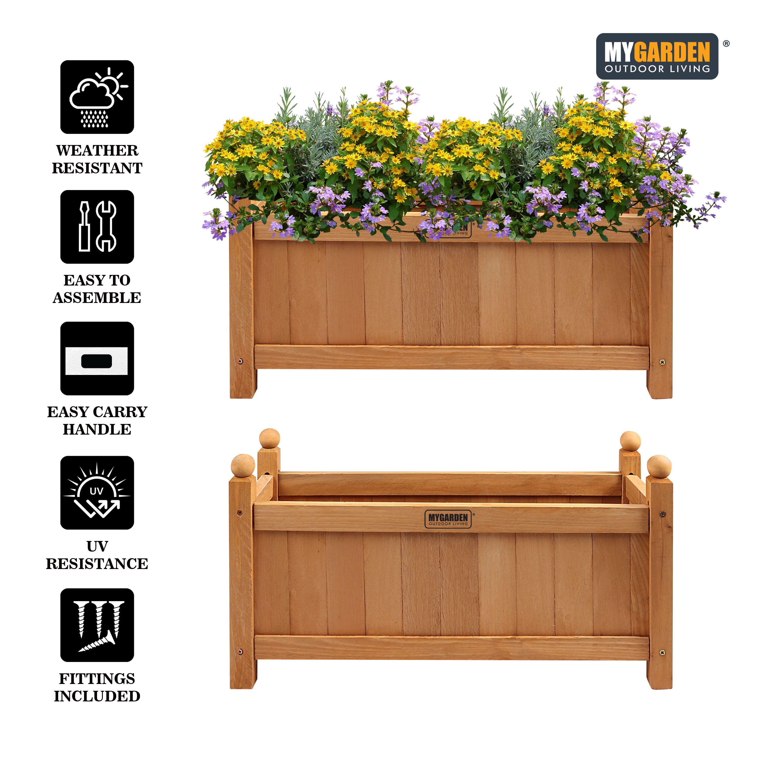 Wooden Planter with PE Liner - Large