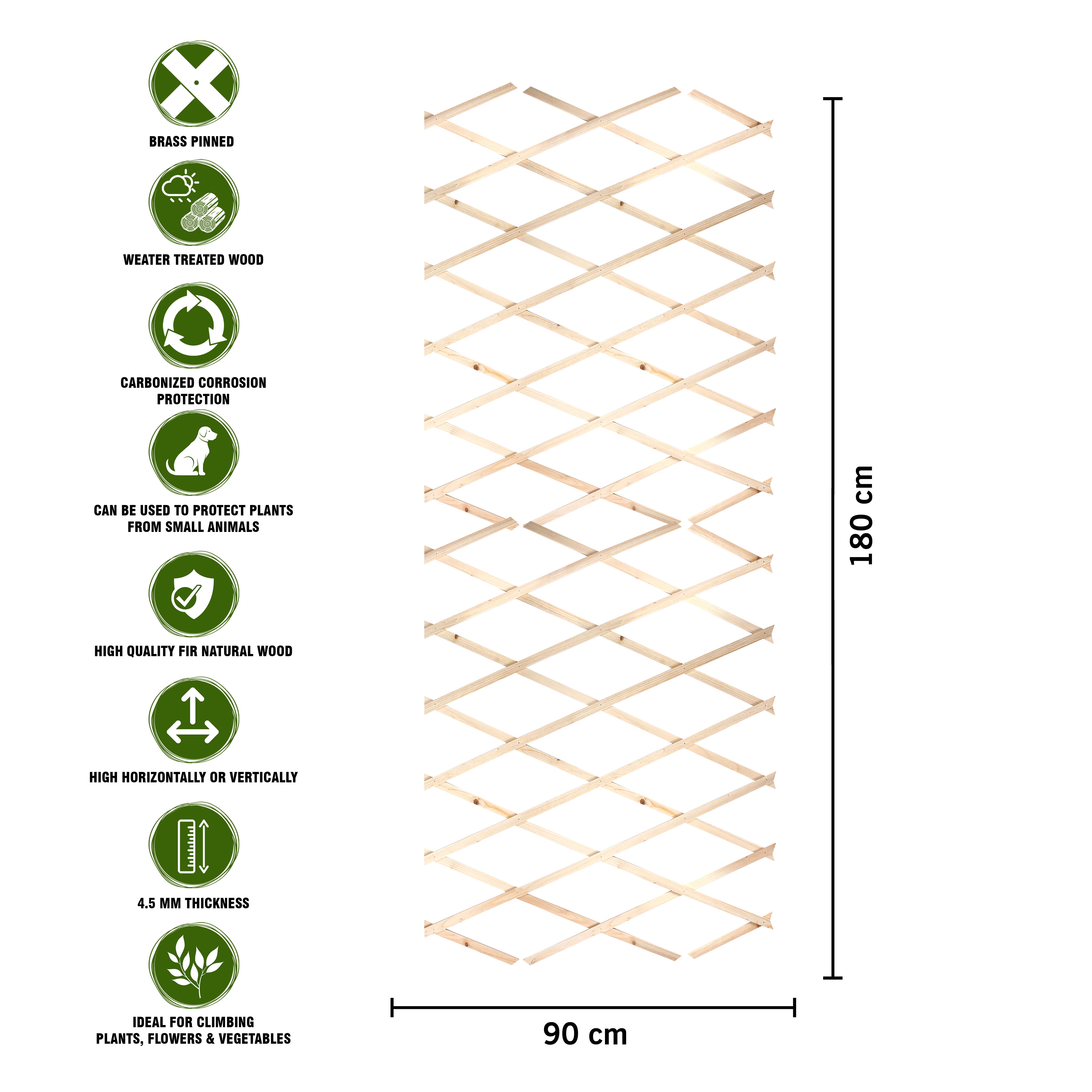 Expanding Wooden Trellis Natural 180*90cm