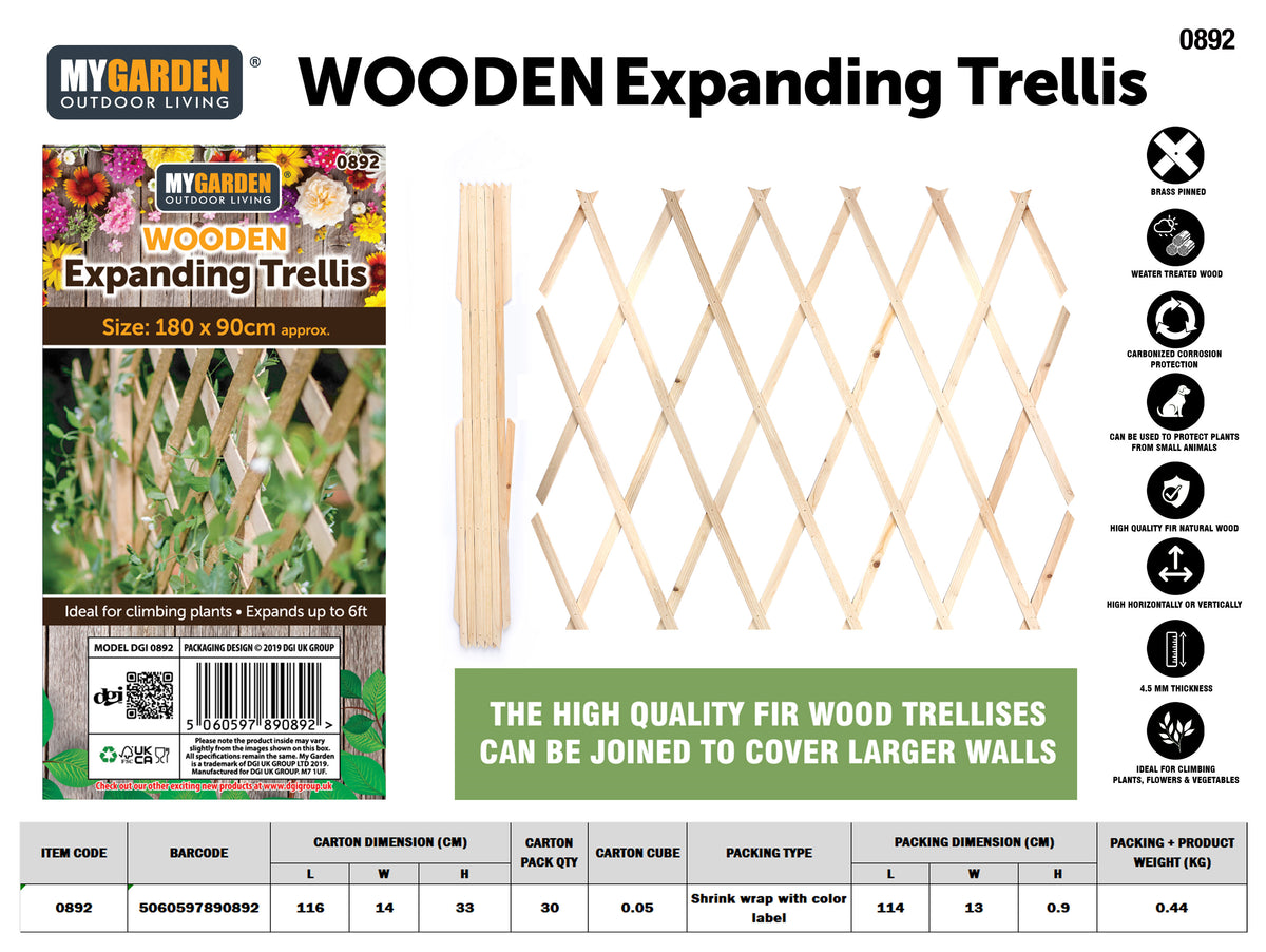 Expanding Wooden Trellis Natural 180*90cm