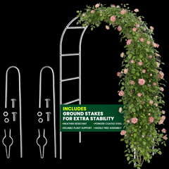Garden Arch + Ground Stake White