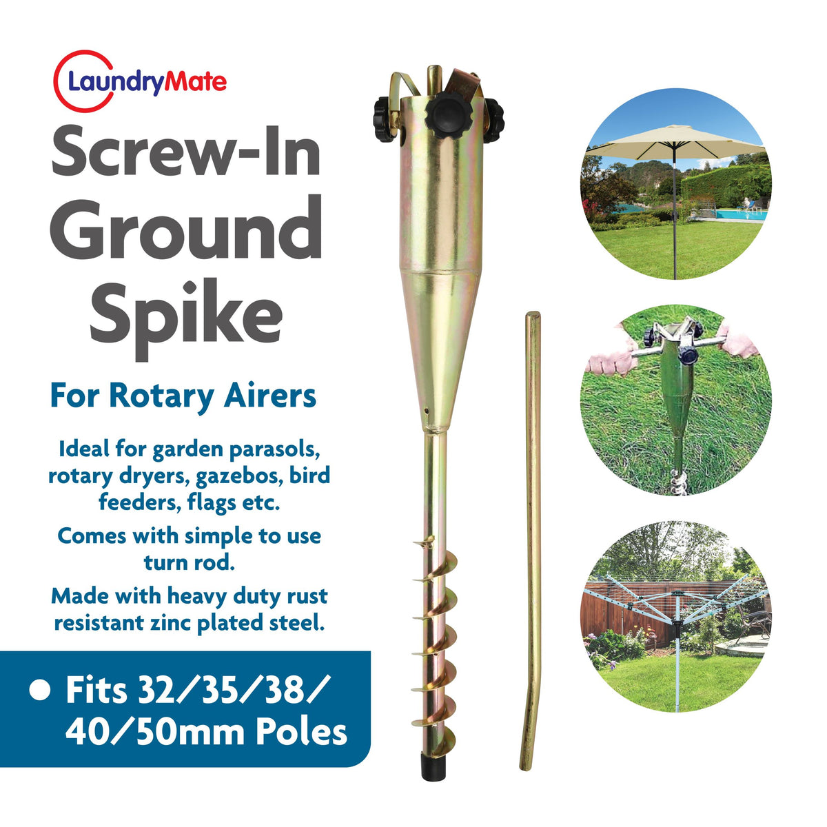 Rotary Airer with Ground Spike Base